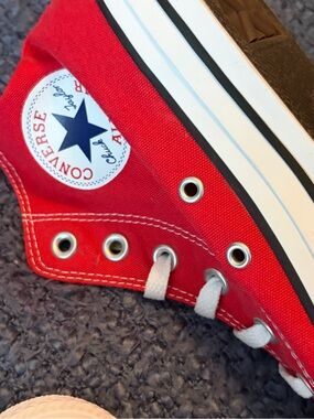 Converse Red High-Top Canvas Sneakers with White Laces